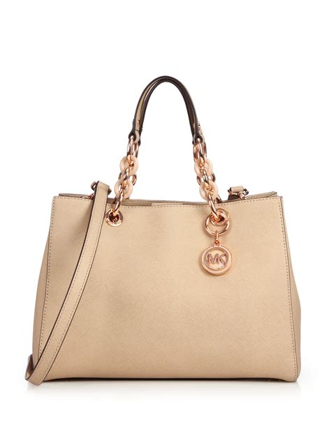 michael michael kors cynthia medium leather sathcel|Cynthia Medium Saffiano Leather Satchel .